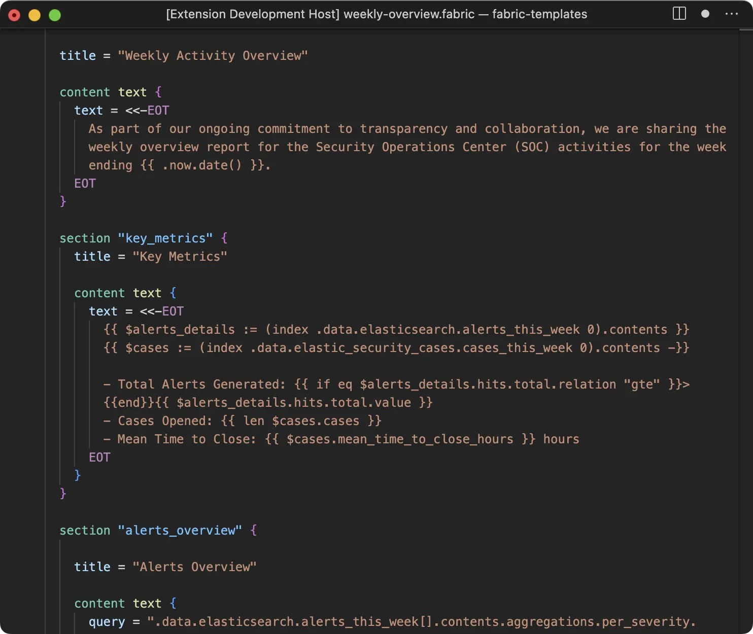 Content structure is defined with the content blocks A screenshot of content blocks in Fabric template